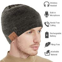 Upgraded Bluetooth Beanie Hat Headphones V5.0 Wireless Headset Winter Music Speaker Hat Knit Running Cap with Stereo Speakers & Mic Unique Christmas Tech Gifts for Women Men (Gray)