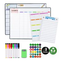 Magnetic Dry Erase Calendar Kit, 4 Pack Feela Magnetic Whiteboard Calendar for Refrigerator Includes 2 Large 17''x13'' Monthly Chalkboard 1 Grocery List 1 DIY Note for Smart Planners Home Office