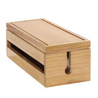 Wooden Cable Management Box Cord Organizer Box for Extension Cord Power Stripe Surge Protector Wire Management Concealer Organizer Cover Hider for Desktop Home Office TV Computer (Light Natural)