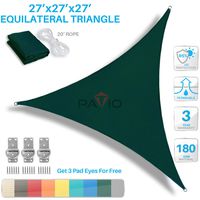 PATIO Paradise 27' x 27' x 27' Green Sun Shade Sail Equilateral Triangle Canopy, 180 GSM Permeable Canopy Pergolas Top Cover, Permeable UV Block Fabric Durable Outdoor, Customized Available