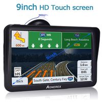 Car GPS,Aonerex 2019 Newest 9 inch Truck GPS Navigation Device with Sunshade POI Voice Guidance Lane Assistant FM Car Navigation, with Built-in Free Lifetime Maps