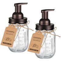 Amolliar Mason Jar Foaming Soap Dispenser - Rustproof Stainless Steel Lid/BPA Free Foam Pump,with Chalkboard Labels - Rustic Farmhouse Decor Hand Soap Dispenser Bathroom Accessories - Bronze (2 Pack)