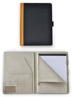 Deluxe Faux Leather Padfolio Portfolio Document Organizer with Zippered Closure Storage Pouch for Tablet PC/iPad/Kindle, Magnetic Closing Strap, Business Card Holders, Legal Size Writing Pad Included
