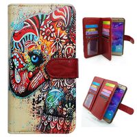 Bfun Packing Bcov Tribal Floral Elephant 9 Slots Purse Wallet Case for Samsung Galaxy Note 5