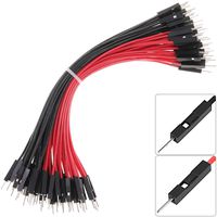 Premium Breadboard Male to Male Jumper Wires Black Red Color for Power Lines 0.1'' Square Head 60-Pack 24AWG by Hellotronics (M/M, 15CM, Pack of 60)