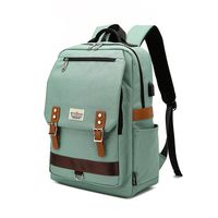 Professional Slim Vintage Laptop Backpack,Casual Durable School College Backpack For Women Men Fits 15 Inch Notebook With USB Charging Port (Green)