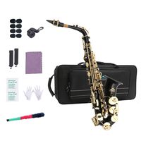 EastRock Students Beginners Alto Saxophone Black Laquer Gold Key E Flat with Hard Case,Mouthpiece,Mouthpiece Cushion Pads,Cleaning Cloth&Cleaning Rod,White Gloves,Alcohol Pads,Strap