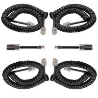 Telephone Cord,AIMIJIA 4 Pack Black Coiled Telephone Handset Cord 6 Ft Uncoiled / 1.2 Ft Coiled and 2 Pack Black Extended Rotatable Telephone Phone Cord Detangler Landline Telephone Accessory