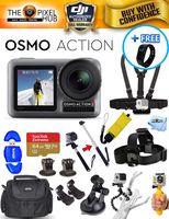 DJI Osmo Action 4K Camera Accessory Bundle with 64GB MicroSD, Case, Head and Chest Strap, Tripod + Much More