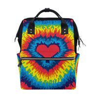 ALIREA Heart Tie Dye Diaper Bag Backpack, Large Capacity Muti-Function Travel Backpack