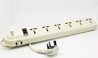 220V-250V Power Strip Surge Protector with 2-USB Ports and 6 Universal Outlets AC 13A 3250 Watts Heavy Duty UK (Type G) Cord, UK Plug/China(Type G), CE Certified, WPSUSB-UK