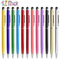 Stylus Pens innhom Stylus Pen for Touch Screens iPad iPhone Tablets Samsung Kindle and Black Ink Ballpoint Pens-2 in 1 Stylists Pens 12 Pack