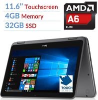 Newest Dell Inspiron 3000 2-in-1 Convertible Laptop PC/Tablet, 11.6 LED-Backlit Touchscreen, 7th Gen AMD A6-9220e 2.5GHz Processor, 4GB DDR4, 32GB SSD, Bluetooth, WiFi, MaxxAudio, Windows 10