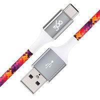 360 Electrical 360654-CO Habitat 4ft Premium Braided Charging Cable with USB-C to USB-A Connectors - Active Collection-Coral