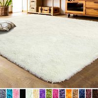 LOCHAS Luxury Velvet Fluffy Rug Modern Shag Area Rugs for Bedroom, Super Soft and Comfy Carpet, Non Slip Floor Fur Carpets for Kids Home Decor, 2x3 Feet Creamy Yellow