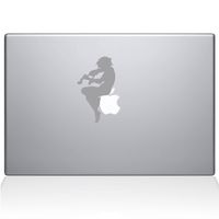 The Decal Guru Cherub Playing Violin MacBook Decal Vinyl Sticker - 12" MacBook - Silver (0068-MAC-12M-S)