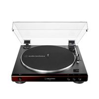 Audio-Technica At-LP60X-BW Fully Automatic Belt-Drive Stereo Turntable, Brown/Black, Hi-Fidelity, Plays 33 -1/3 and 45 RPM Vinyl Records, Dust Cover, Anti-Resonance, Die-Cast Aluminum Platter