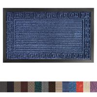 Gorilla Grip Original Durable Rubber Door Mat, 29x17, Heavy Duty Doormat, Indoor Outdoor, Waterproof, Easy Clean, Low-Profile Mats for High Traffic Areas, Dark Navy Blue Greek Keys