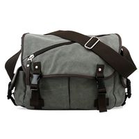 Oct17 Men Messenger Bag School Shoulder Canvas Vintage Crossbody Military Satchel Bag Laptop Gray