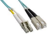 Amphenol FO-10GGBLCSC0-005 LC-SC Duplex 10 Gb Multimode Fiber Optic Patch Cable, 50/125 OM3, 5 m, 16', Aqua
