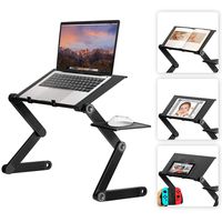 Laptop Stand for Bed, YOSHIKO Foldable Lap Desk, Foldable Standing Desk, Height Adjustable Cozy Laptop Stand for Desk, Portable Bed Desk, Bed Tray for Couch and Sofa