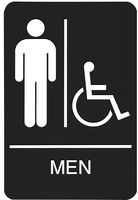 Headline Sign 9003 ADA Wheelchair Accessible Men's Restroom Sign with Tactile Graphic, 6 Inches by 9 Inches, Black/White