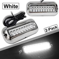 BASIKER 2PCS Boat Underwater Transom Ponton Lights Marine Waterproof Lamps for Driving Swiming Drain Plug Light 27LED 74Lumen/50W (Red/White/Blue/Green)