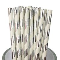 Free DHL 500 pcs Metallic Silver Foil Striped Paper Straws Bulk, Stripe Paper Drinking Straws for Party, Wedding, Baby Shower, Birthday, Christmas, Mason Jar Straws