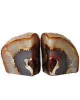 AMOYSTONE 1 Pair Heavy Duty Natural Agate Bookends for Home and Office Decor 6-8 lbs with Non-Slip mat