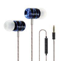 Earphones Headphone, Metal case; Low Pitch; Stereo; Built-in Microphone; Speakerphone and Volume Adjustment; get Three Pairs of Earbuds (S/M/L) for Free; 3.5mm Audio Socket. (Blue)