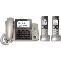 PANASONIC Corded / Cordless Phone System with Answering Machine and One Touch Call Blocking - 2 Handsets - KX-TGF352N (Champagne Gold)