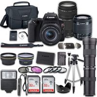 Canon EOS Rebel SL3 DSLR Camera Bundle (Black) with Canon EF-S 18-55mm f/4-5.6 is STM Lens & EF 75-300mm f/4-5.6 III Lens + 420-800mm MF Lens + 2pc SanDisk 32GB Memory Cards + Accessory Kit