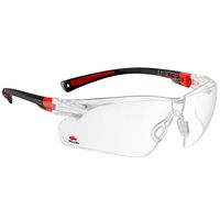 NoCry Safety Glasses with Clear Anti Fog Scratch Resistant Wrap-Around Lenses and Non-Slip Grips, UV Protection. Adjustable, Black & Red Frames