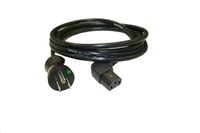 Interpower 86610740 North American Hospital Grade Cord Set, NEMA 5-15 Plug Type, Angled IEC 60320 C13 Connector Type, Black, 10A Amperage, 125VAC Voltage, 3m Length
