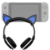 DURAGADGET Cat Headphones with Light Up Ears (in Black) - Compatible with Nintendo Switch (Console with Joy-Con Attached)