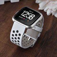 TOROTOP Band Compatible for Fitbit Versa 2 Band Leather Women,Breathable Genuine Leather Replacement Bands Bracelet Strap Accessories Wristbands for Versa 2 Fitness Smart Watch (White-Grey)