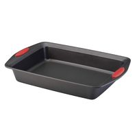 Rachael Ray 47959 Yum -o!  Nonstick Bakeware Baking Pan With Grips / Nonstick Cake Pan With Grips, Rectangle - 9 Inch x 13 Inch, Gray