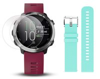 Garmin Forerunner 645 Music Bundle with Extra Band & HD Screen Protector Film (x4) | Running GPS Watch, Wrist HR, Music & Spotify, Garmin Pay (Cerise + Music, Teal)