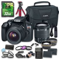 Canon EOS T6 DSLR Camera (Wi-Fi) Bundle with Canon EF-S 18-55mm f/3.5-5.6 IS II Lens + Wideangle Lens + Telephoto Lens + 32 GB SD Card + Camera Case