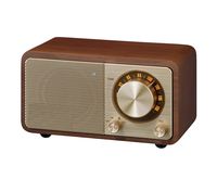 Sangean WR-7GW Wood Cabinet Mini Bluetooth Speaker with FM Tuner and Aux-in Special Edition Color Gold/Walnut