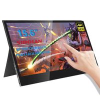 SIBOLAN Best 15.6 Inch 4K UHD Touch Screen USB C Computer Gaming IPS HDR Portable Monitor 100% Adobe RGB Aluminium Case with Type-C/Mini HDMI Port Leather Case for PS4 Smartphone Laptop PC MAC