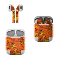Skin Decals for Apple AirPods - Digital Orange Camo - Sticker Wrap Fits 1st and 2nd Generation
