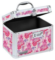 Vaultz Combination Lock Box, Floral Design, 7.75 x 7.25 x 10 Inches, Pink, White and Gray (VZ03807)
