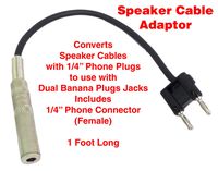 Performance Plus SCB12 Speaker Cable Adapter for Dual Banana to 1/4" Phone 12" Long
