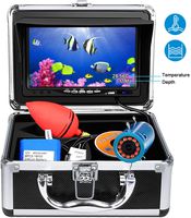 Portable Underwater Fishing Camera,HXEY with Water Depth and Temperature Function IP68 Waterproof 7 Inch HD LCD Monitor Fish Finder 12pcs IR Infrared LED with 15m Cable for Ice,Lake,Boat,Sea Fishing