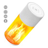 Multifunction Bluetooth Speaker with LED Flame Light, Portable Speaker Wireless with 6 Themes Flickering Night Light, Dual HD Stereo Speaker, BT 4.2, Ipx6 Waterproof, Wireless Charger, Handsfree Call
