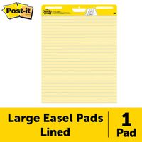 Post-it Super Sticky Easel Pad, 25 x 30 Inches, 30 Sheets/Pad, 1 Pad (561SS), Yellow Lined Premium Self Stick Flip Chart Paper, Super Sticking Power