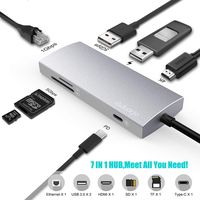 Selkie 7 in 1 USB C Hub to HDMI Adapter with 1000M Ethernet, 4K USB C to HDMI Adapter, MicroSD Card Reader, USB 3.0 Ports, Power Delivery for MacBook Pro, Nintendo Switch, XPS, Galaxy S9/S8, and More