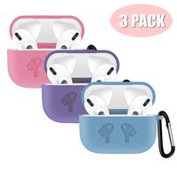 UPOLS Compatible with AirPods Pro Case with 3 Pack, Protective Cover with Keychain, Bounce Carrying Case Compatible with Apple AirPods Pro Charging Case [2019 Release] Soft Slim Silicone Case Skin