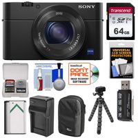 Sony Cyber-Shot DSC-RX100 IV 4K Wi-Fi Digital Camera with 64GB Card + Battery & Charger + Case + Flex Tripod + Kit